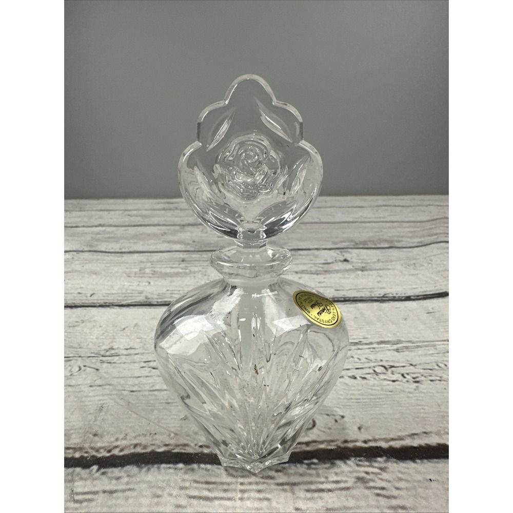 Vintage PRINCESS HOUSE AMERICAN ROSE 24% lead crystal PERFUME BOTTLE stopper NIB